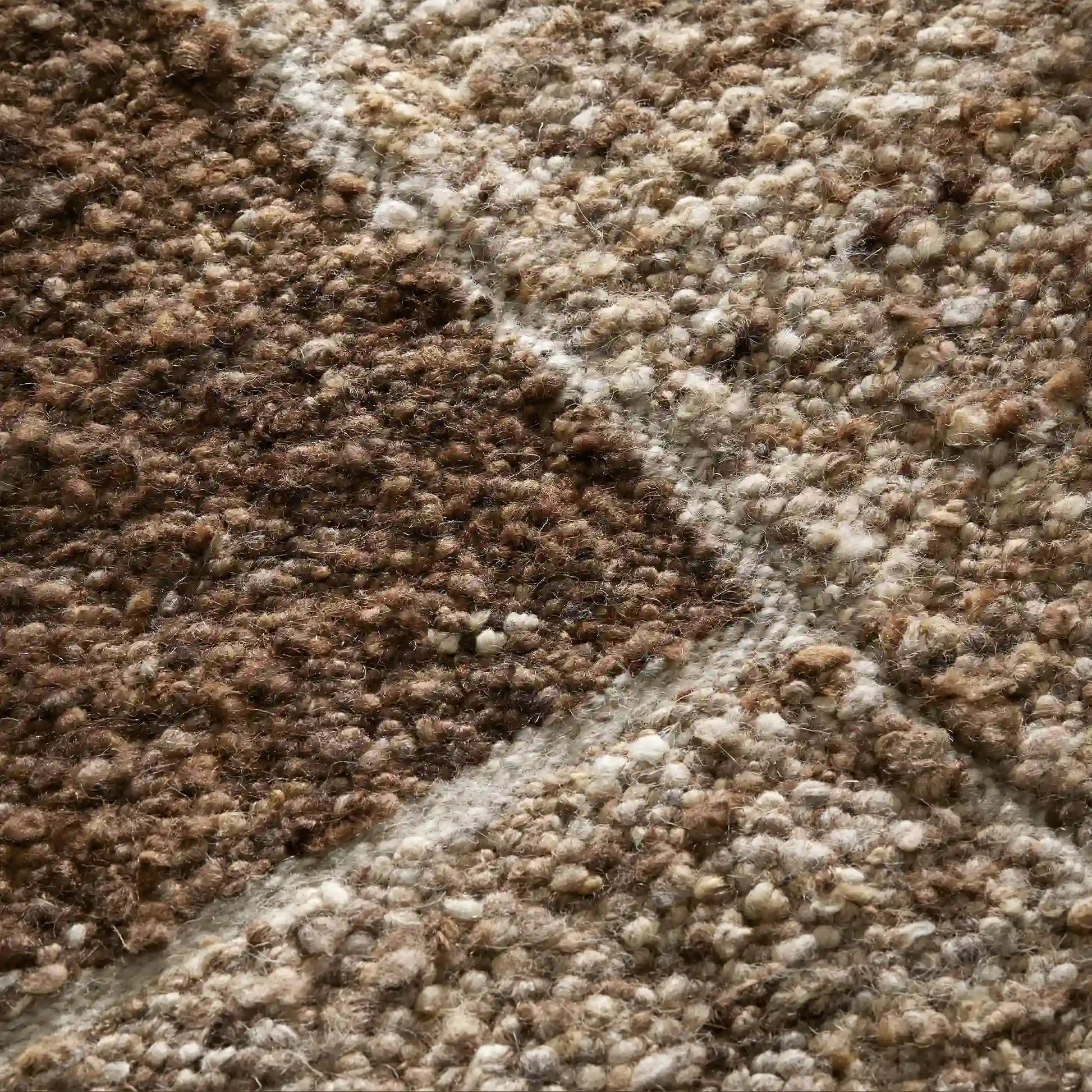 Alora Ivory & Brown Wool Rug from Chunky Wool Yarns Carpet Modern Farmhouse Minimalist Style