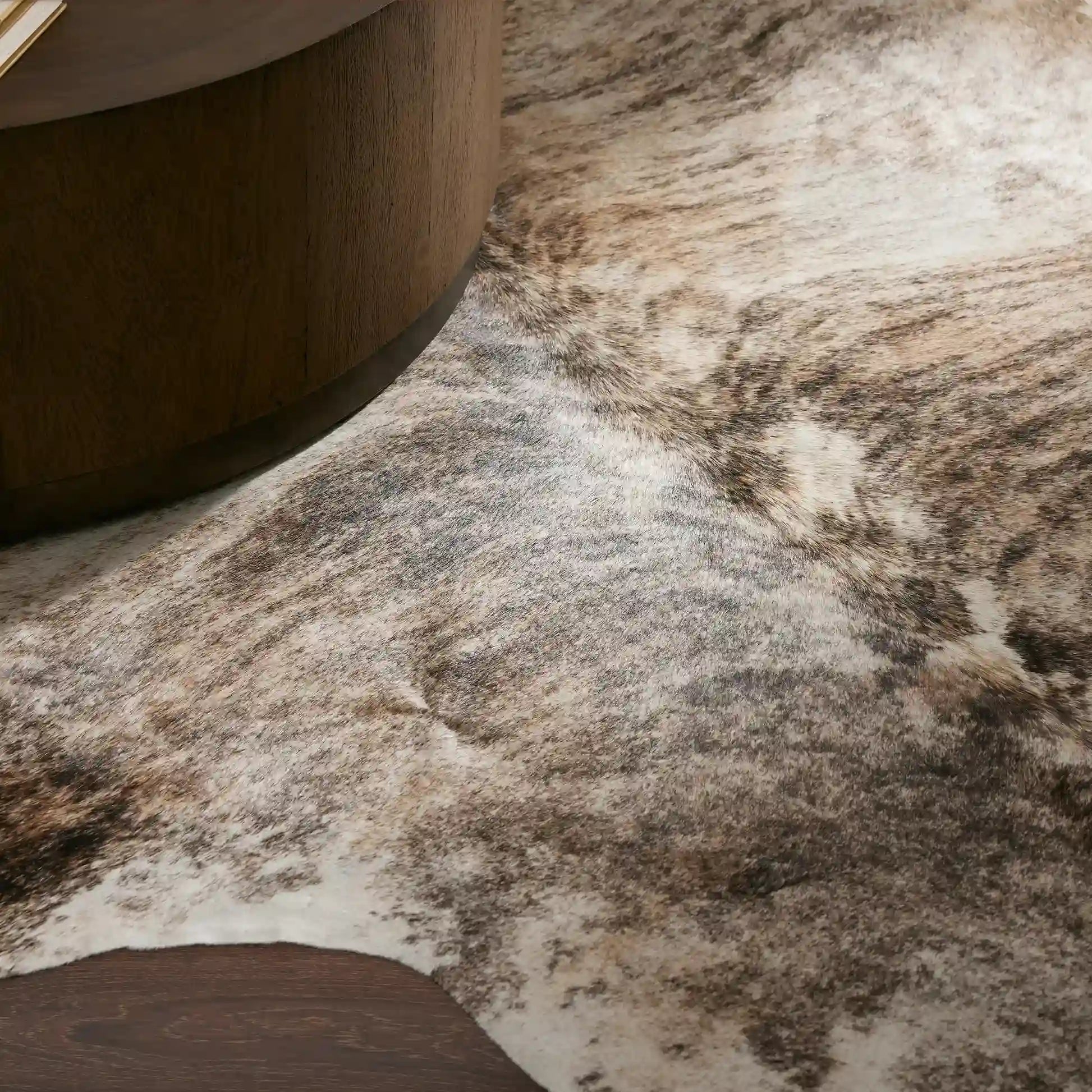 Libran Light Brindle Hair on Hide Rug Authentic Simple & Versatile Irregular Shapes Carpet Rustic Modern Style