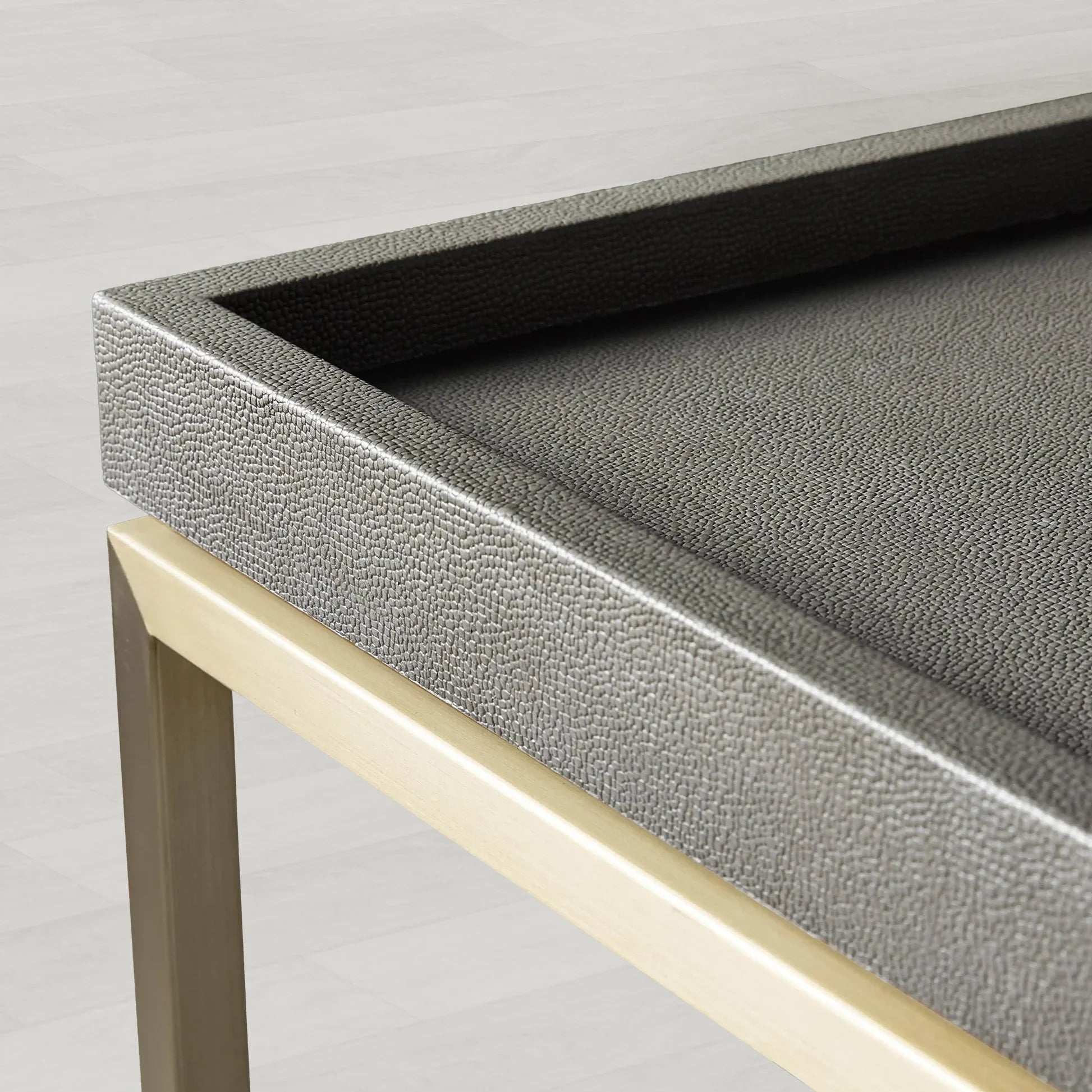 Malone Coffee Table with Leather Top & Steel Base Living Room Center Tea Table Cocktail Table Modern Style