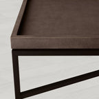 Malone Coffee Table with Leather Top & Steel Base Living Room Center Tea Table Cocktail Table Modern Style