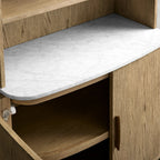 Danny Wood Tall Display Hutch with Marble Top Oak Sideboard Buffet Storage Table Kitchen Pantry Cabine