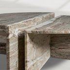 Riggs Modularer runder Couchtisch aus Marmor mit runder Cocktailtischplatte aus Naturmarmor, Sofa-Beistelltisch