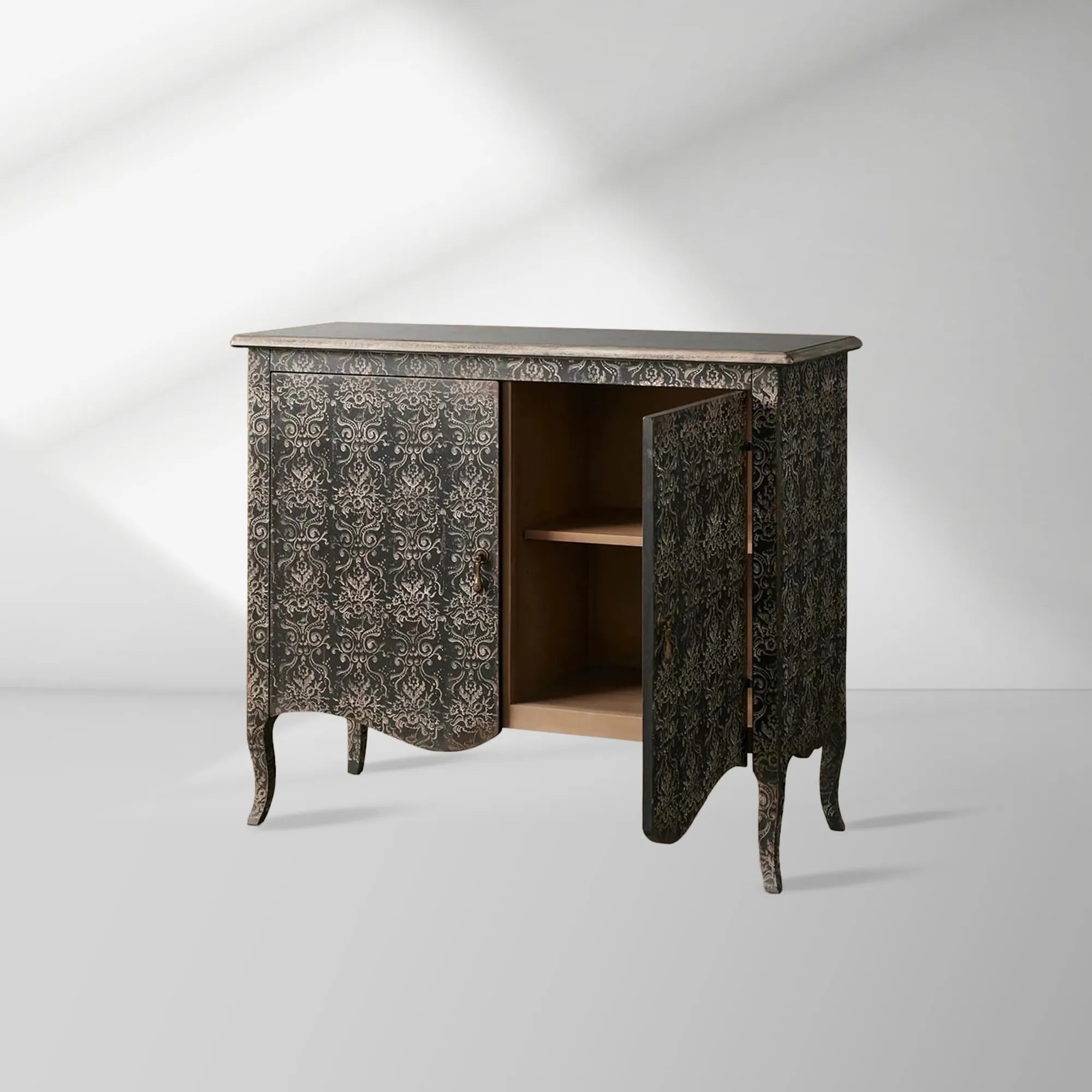 Amalfi Wood Sideboards Buffet Cabinet Hand-Painted Distressed Entrance Storage Cabinet