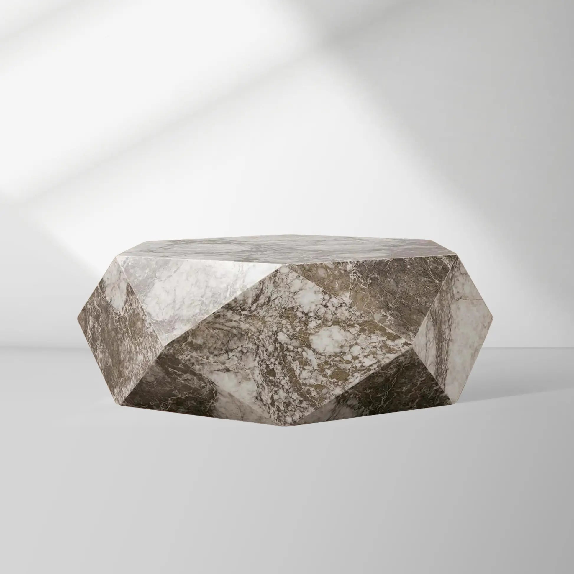 Lysa Onyx Couchtisch mit natürlichem Onyxstein, einzigartiger Holzrahmen, Cocktailtisch, Wohnzimmer, geometrischer Mittel-Teetisch
