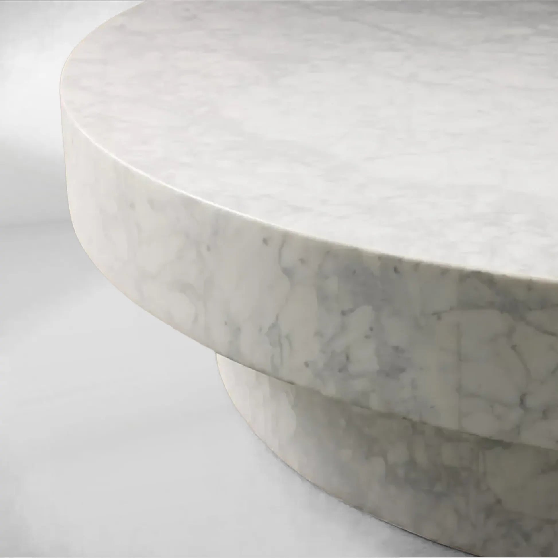Cinzia Round Coffee Table with Natural Marble Stone Top & Plinth Base Sofa Center Tea Table