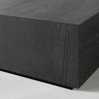 Sullivan Square Oak Coffee Table with Black Wooden Plinth Living Room Center Tea Table Cocktail Table