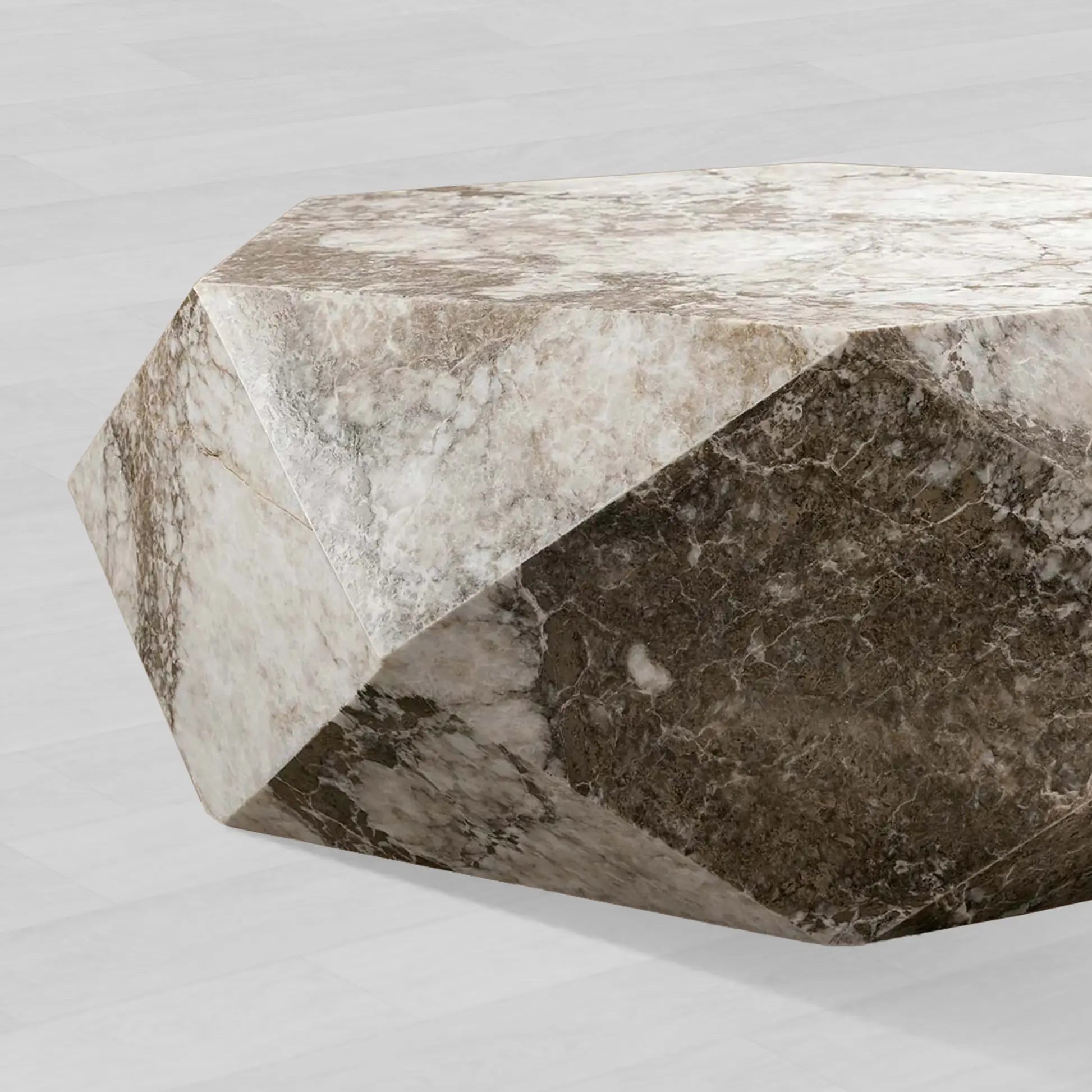 Lysa Onyx Couchtisch mit natürlichem Onyxstein, einzigartiger Holzrahmen, Cocktailtisch, Wohnzimmer, geometrischer Mittel-Teetisch