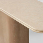 Caden Entrance Console Table Cream Stone Top & Brushed Nickel Plinth Center Tea Table