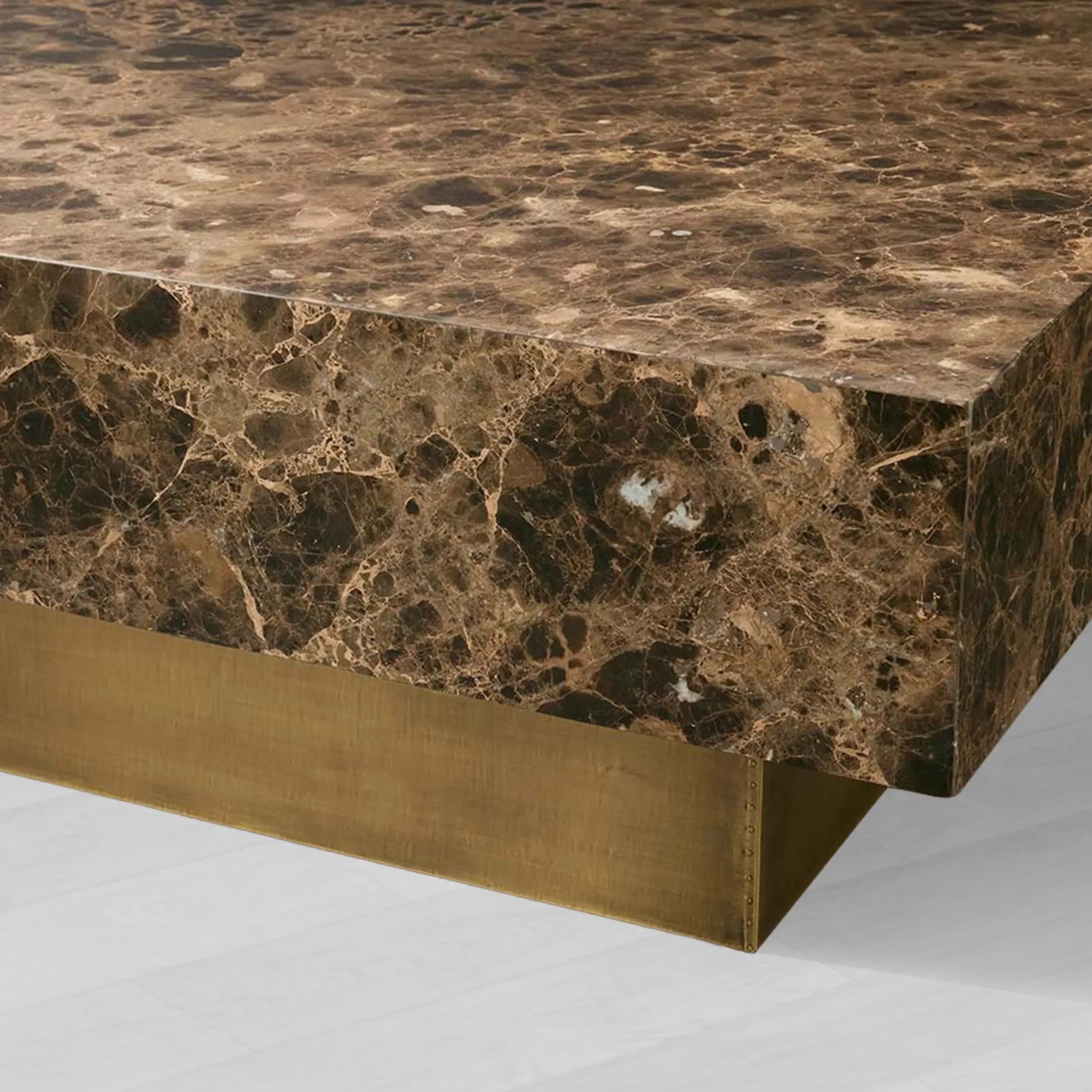 Zelie Coffee Table with Emperador Marble & Brushed Brass Base Luxury Living Room Center Tea Table Cocktail Table
