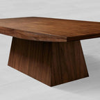 Ilaria Walnut Coffee Table with Natural Walnut Veneer & Classic Pedestal Living Room Center Tea Table Cocktail Table1