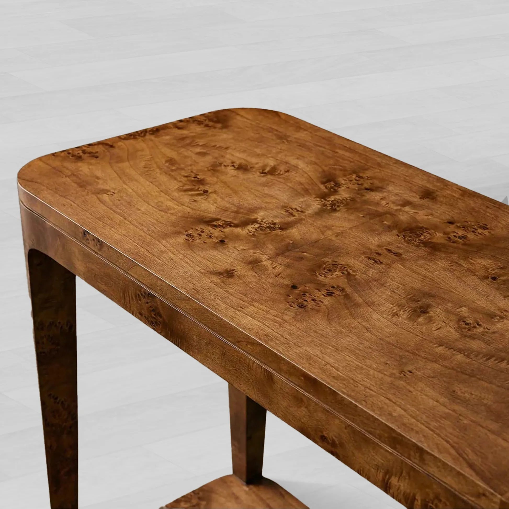 Mogadore Mappa Burl Entryway Console Table Poplar Wood Mid-Century Modern Style Hallway Entrance Table