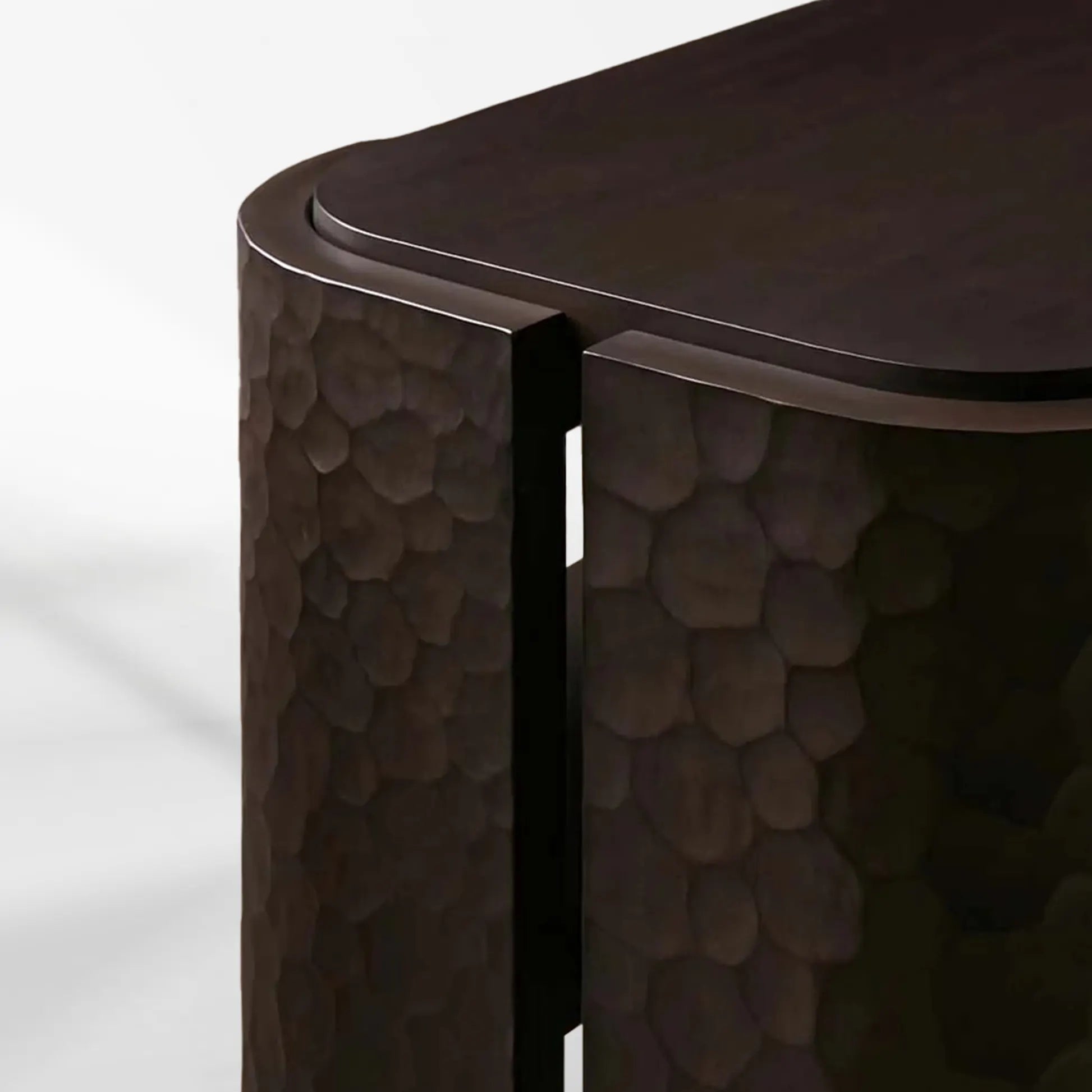 Chiseled Mahogany Entrance Console Table Wood Deep Brown Modern Minimalism Style Hallway Entryway Table