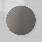 Malone Round Plinth Coffee Table with Leather Textured Tabletop & Steel Base Cocktail Table Living Room Center Tea Table Modern Style