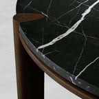 Pyet Round Marble Top Coffee Table Marble Top & Oak Wood Base Cocktail Table Living Room Center Tea Table