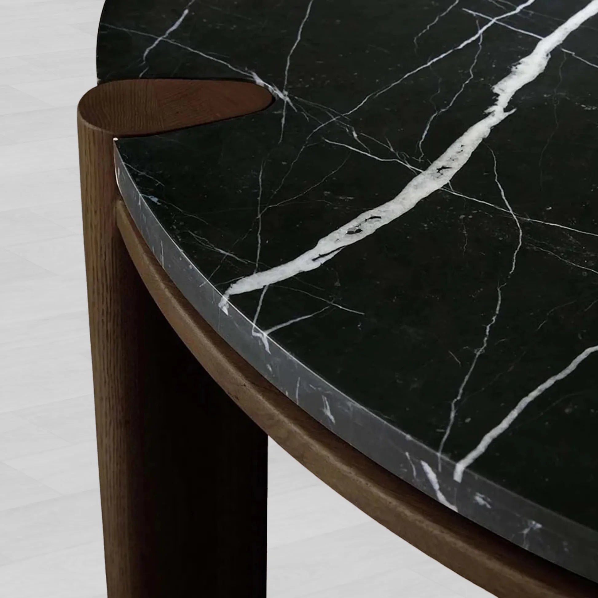 Pyet Round Marble Top Coffee Table Marble Top & Oak Wood Base Cocktail Table Living Room Center Tea Table
