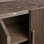 Astor Inset Marble Stone Top Buffe Sideboard Wood Media TV Cabinet Quiet Luxury Entryways Cabine