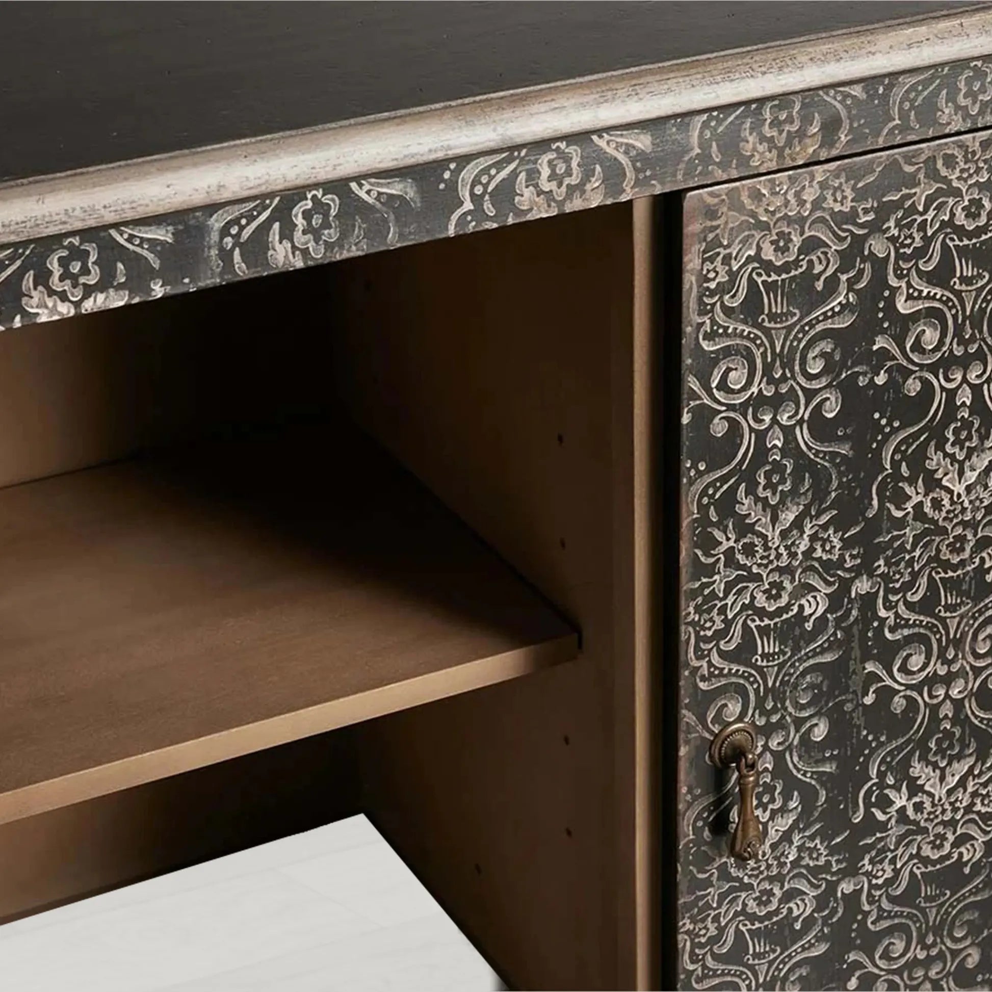 Amalfi Wood Sideboards Buffet Cabinet Hand-Painted Distressed Entrance Storage Cabinet