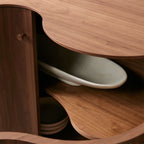 Cortina Wood Buffet Sideboard Boat-Shaped Top Entryways Media TV Cabinet with Waved Base