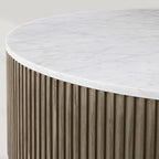 Finnley Round Coffee Table Sofa Center Tea Table with Stone Top & Brass Base