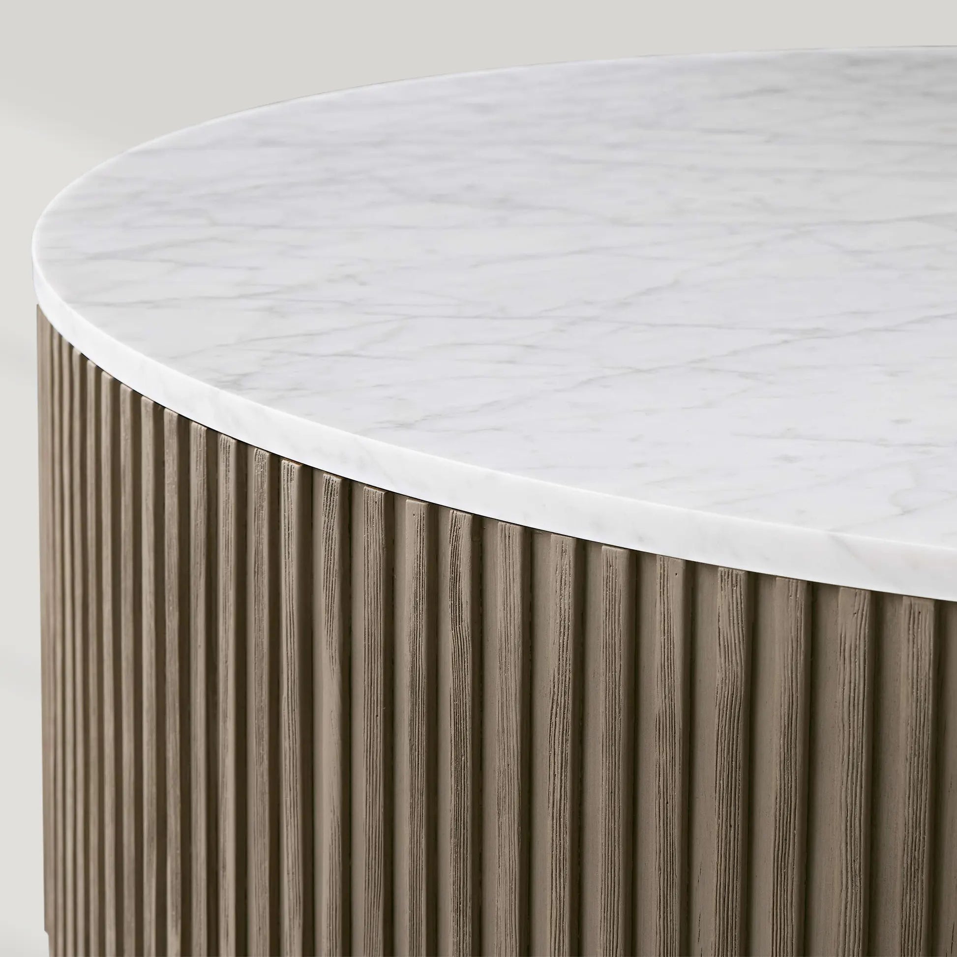 Finnley Round Coffee Table Sofa Center Tea Table with Stone Top & Brass Base