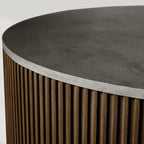 Finnley Round Coffee Table Sofa Center Tea Table with Stone Top & Brass Base