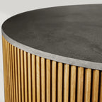Finnley Round Coffee Table Sofa Center Tea Table with Stone Top & Brass Base