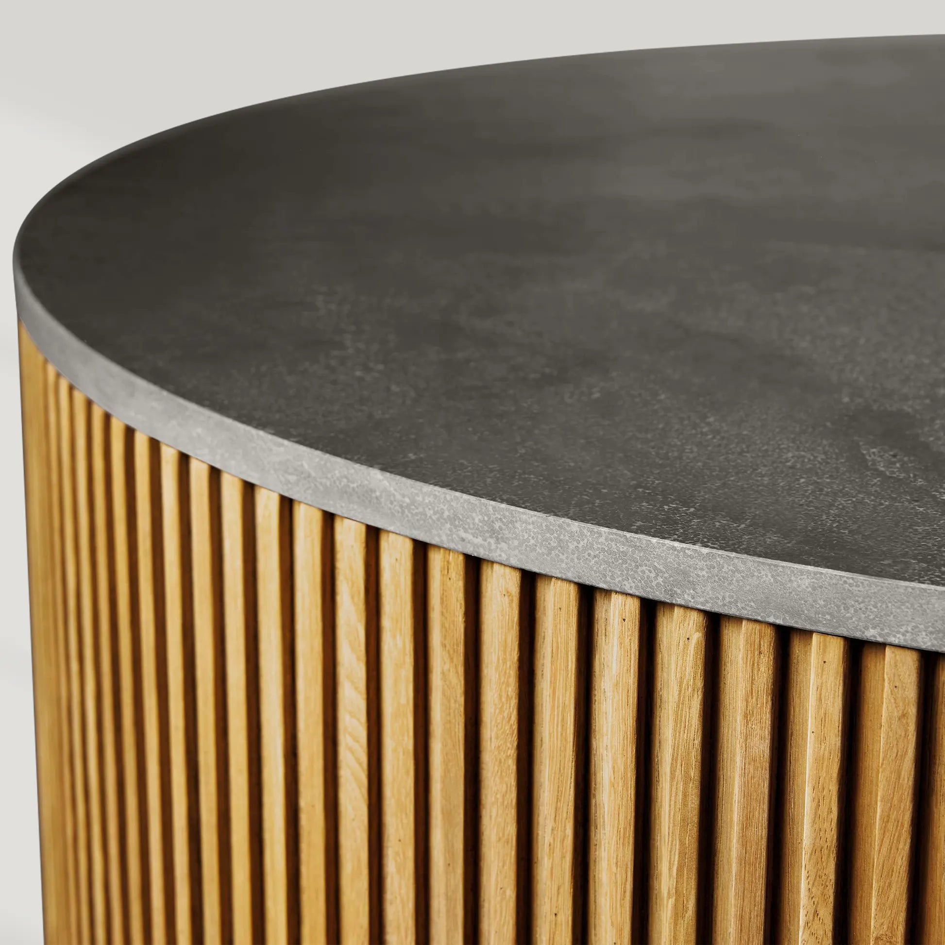 Finnley Round Coffee Table Sofa Center Tea Table with Stone Top & Brass Base