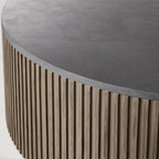 Finnley Round Coffee Table Sofa Center Tea Table with Stone Top & Brass Base