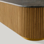 Finnley Solid Wood Coffee Table with Stone Top Center Tea Table