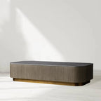 Finnley Solid Wood Coffee Table with Stone Top Center Tea Table
