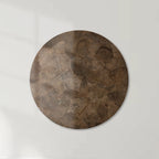 Polanco Round Dining Table with Oyster-Cut Wood Oxidized Steel Base