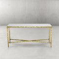 Thaddeus Metal Rectangle Marble Console Table Hand-Forged Entryways Entrance Table