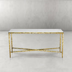 Thaddeus Metal Rectangle Marble Console Table Hand-Forged Entryways Entrance Table