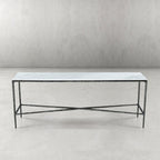 Thaddeus Metal Rectangle Marble Console Table Hand-Forged Entryways Entrance Table