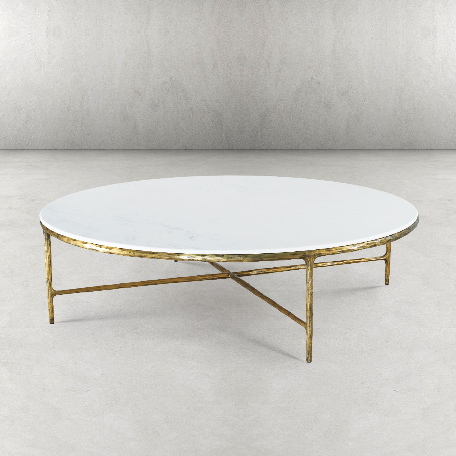 Thaddeus Metal Marble Round Coffee Table Hand-Forged Style O & X Living Sofa Center Tea Table