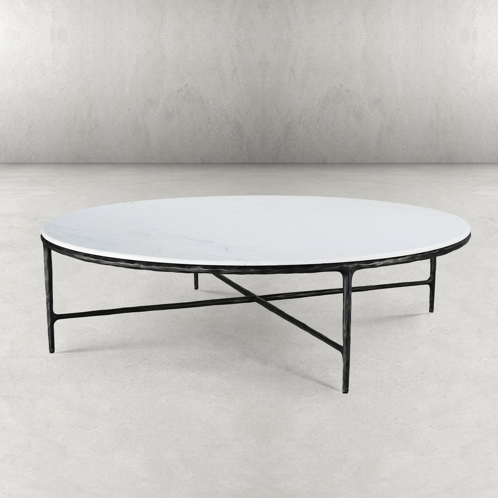Thaddeus Metal Marble Round Coffee Table Hand-Forged Style O & X Living Sofa Center Tea Table