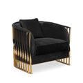 Luxury Velvet Armchair with Curved Sculptural Design & Gold Accent Base