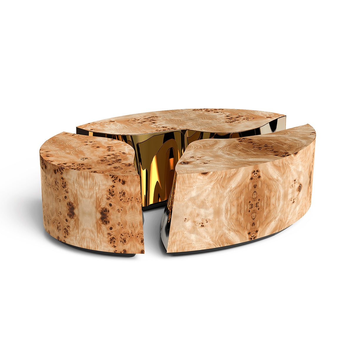 Luxury Oval Dining Table with Sculptural Brass Accents & High Gloss Finish