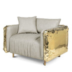 Luxury Imperfect Sculptural Armchair with Hammered Brass Frame & Artistic Design