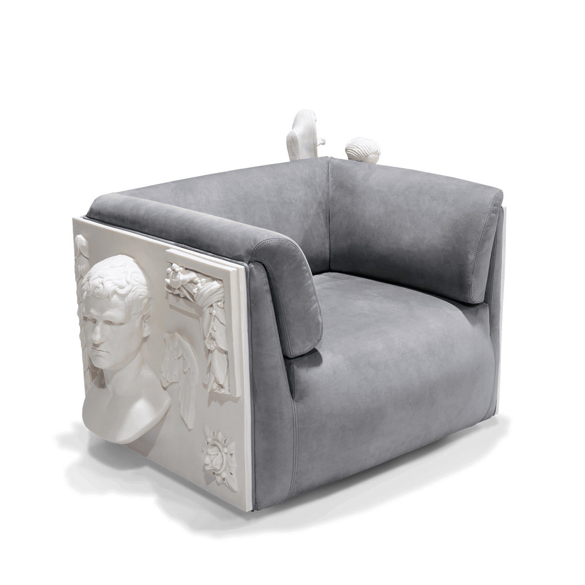 Luxury Versailles Style Armchair with Carved Wooden Frame & Upholstered Design