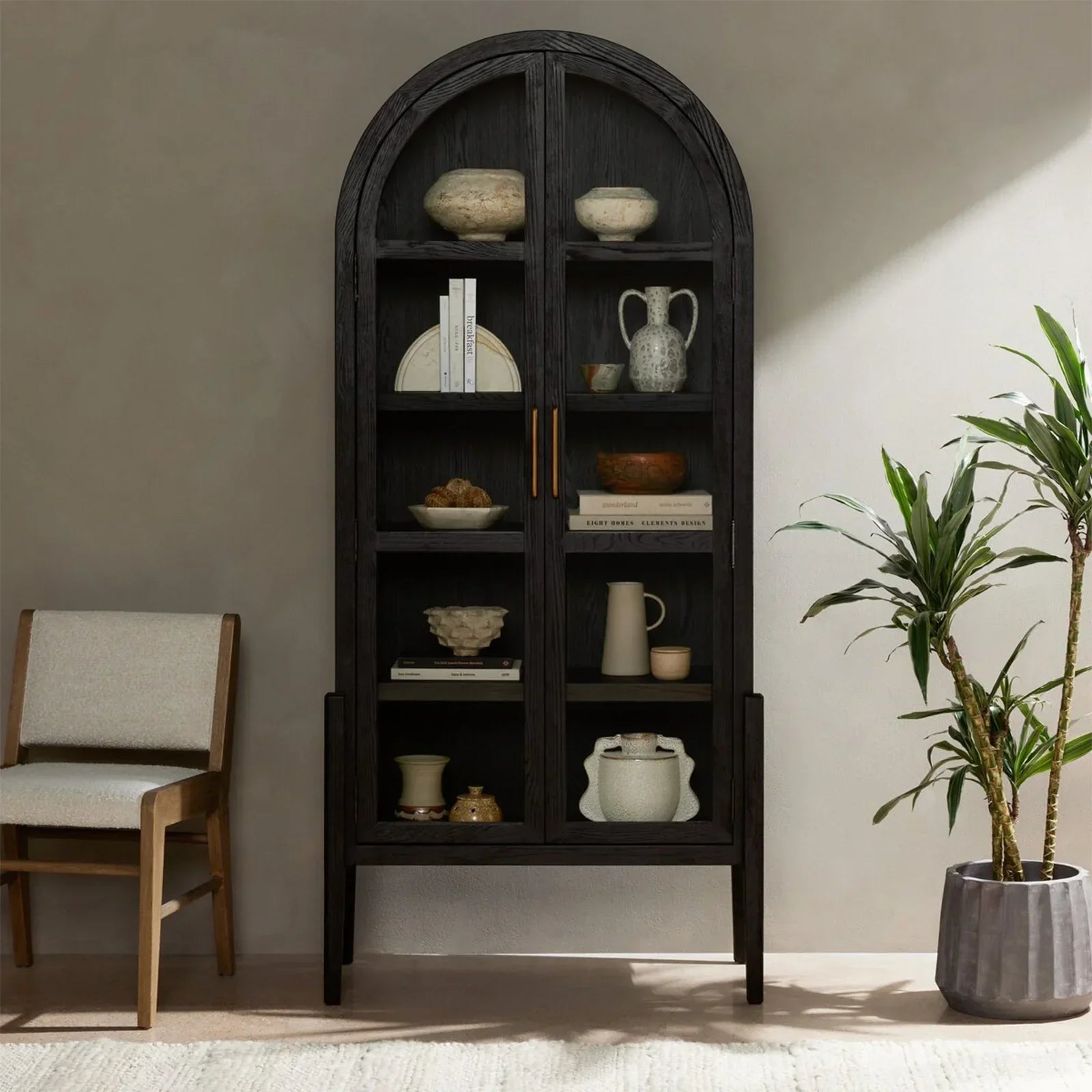 Hattie Open Bookcase Glass Door Tall Display Cabinets Wood File Cabinets Dining Sideboards