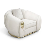 Luxury Sculptural Armchair with Polished Brass Accents & Vintage Contemporary Design