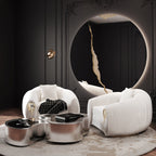 Luxury Sculptural Armchair with Polished Brass Accents & Vintage Contemporary Design