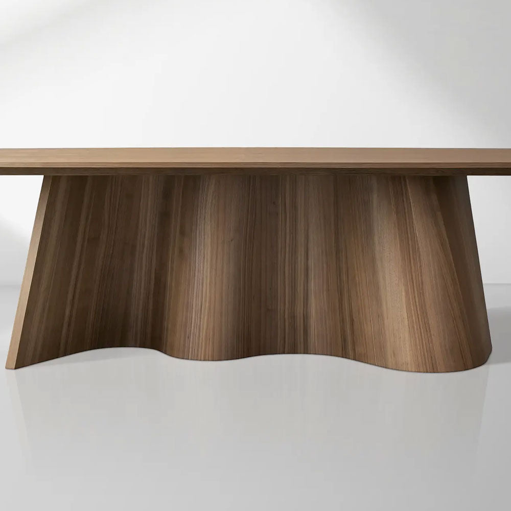 Cortina Boat-Shaped Dining Table American Walnut Wood Dining Table With Waved Base