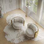 Luxury Imperfect Sculptural Armchair with Swivel Base & Hammered Brass Round Design