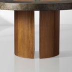 Acacius Round Reclaimed Yukas Wood Dining Table with Eco-Conscious Steel