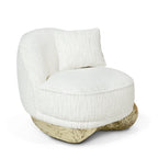 Luxury Sculptural Armchair with Polished Hammered Brass Base & Organic Curved Design