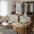 Luxury Imperfect Sculptural Armchair with Hammered Brass Frame & Artistic Design