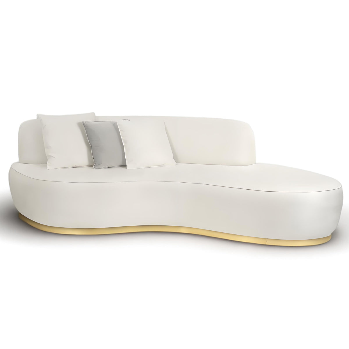 Luxury Swan Lake Inspired Sofa with Sculptural Brass Frame & Asymmetric Design