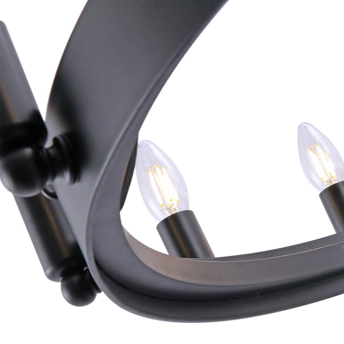 Rustic 25.6×25.6×19.7 inch Eight-Light Black Wrought Iron Chandelier with 39.4 inch Hanging Chain – Vintage Farmhouse Lighting Fixture